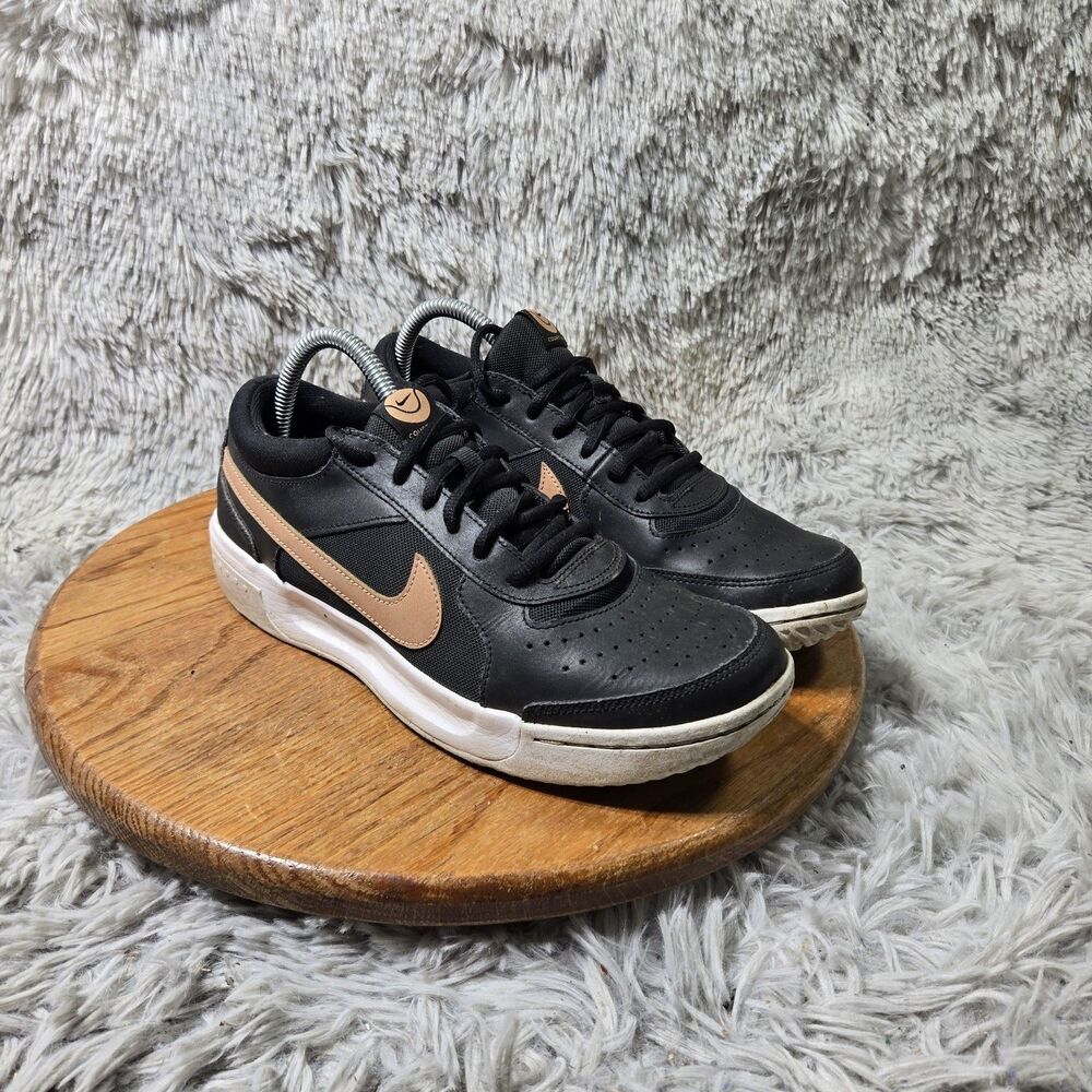 Nike Court Lite Athletic Sneakers Black Womens Size 9 Leather Mesh DV3279-001